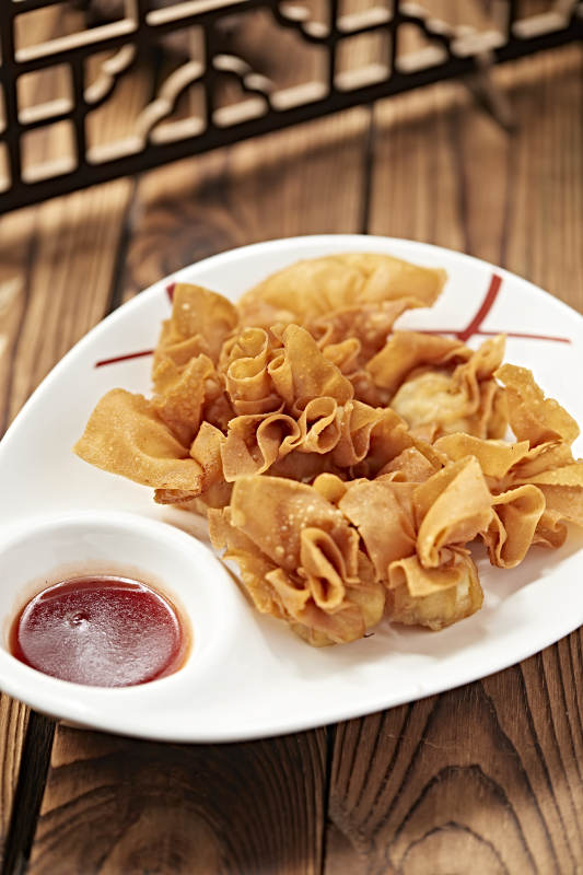 港式茶餐油炸虾肉馅口袋馄饨图片