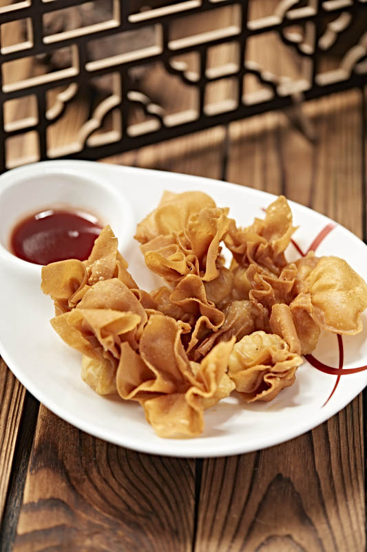 港式茶餐油炸虾肉馅口袋馄饨图片