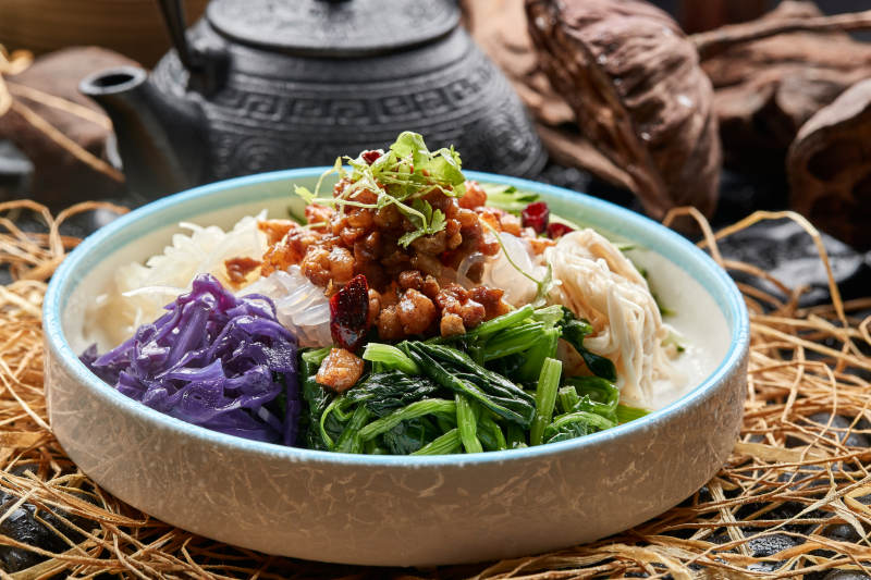 肉沫时蔬炝拌魔芋丝图片