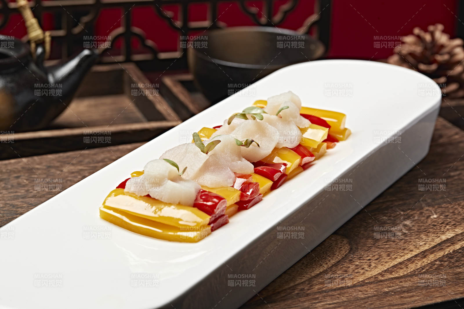 彩椒浇汁澳洲袋子瑶柱图片