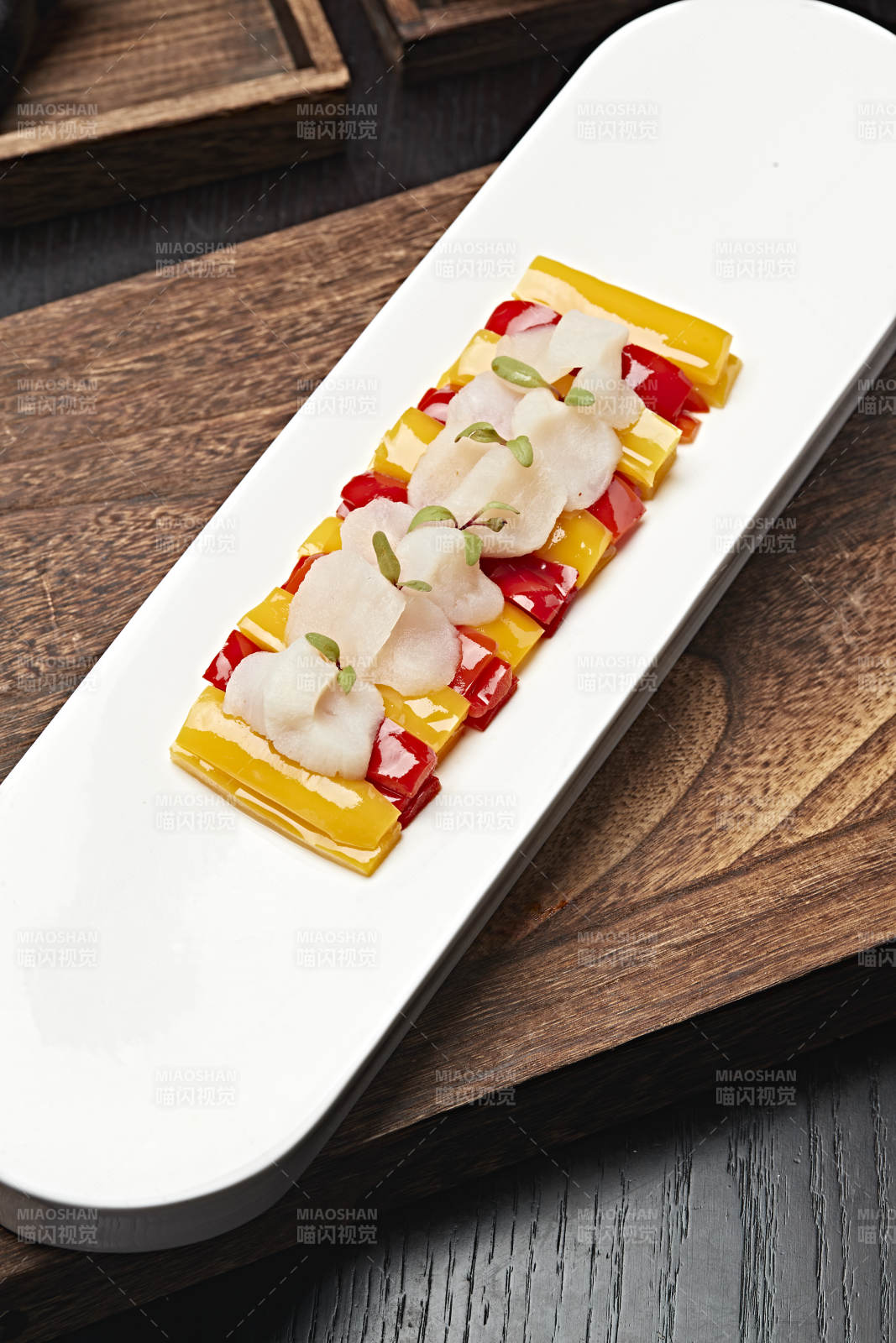 彩椒浇汁澳洲袋子瑶柱图片