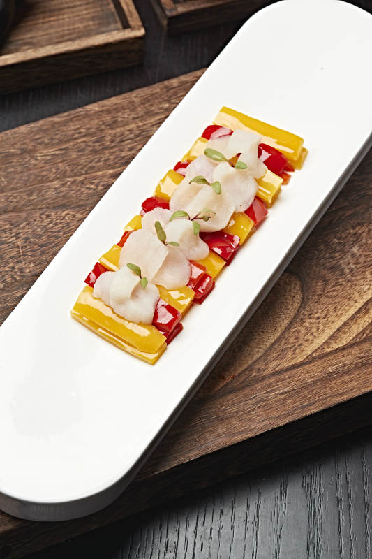 彩椒浇汁澳洲袋子瑶柱图片