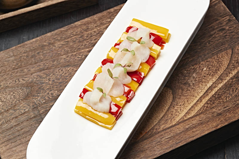 彩椒浇汁澳洲袋子瑶柱图片