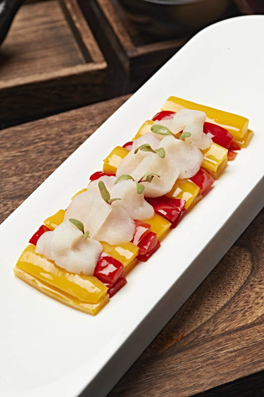 彩椒浇汁澳洲袋子瑶柱图片