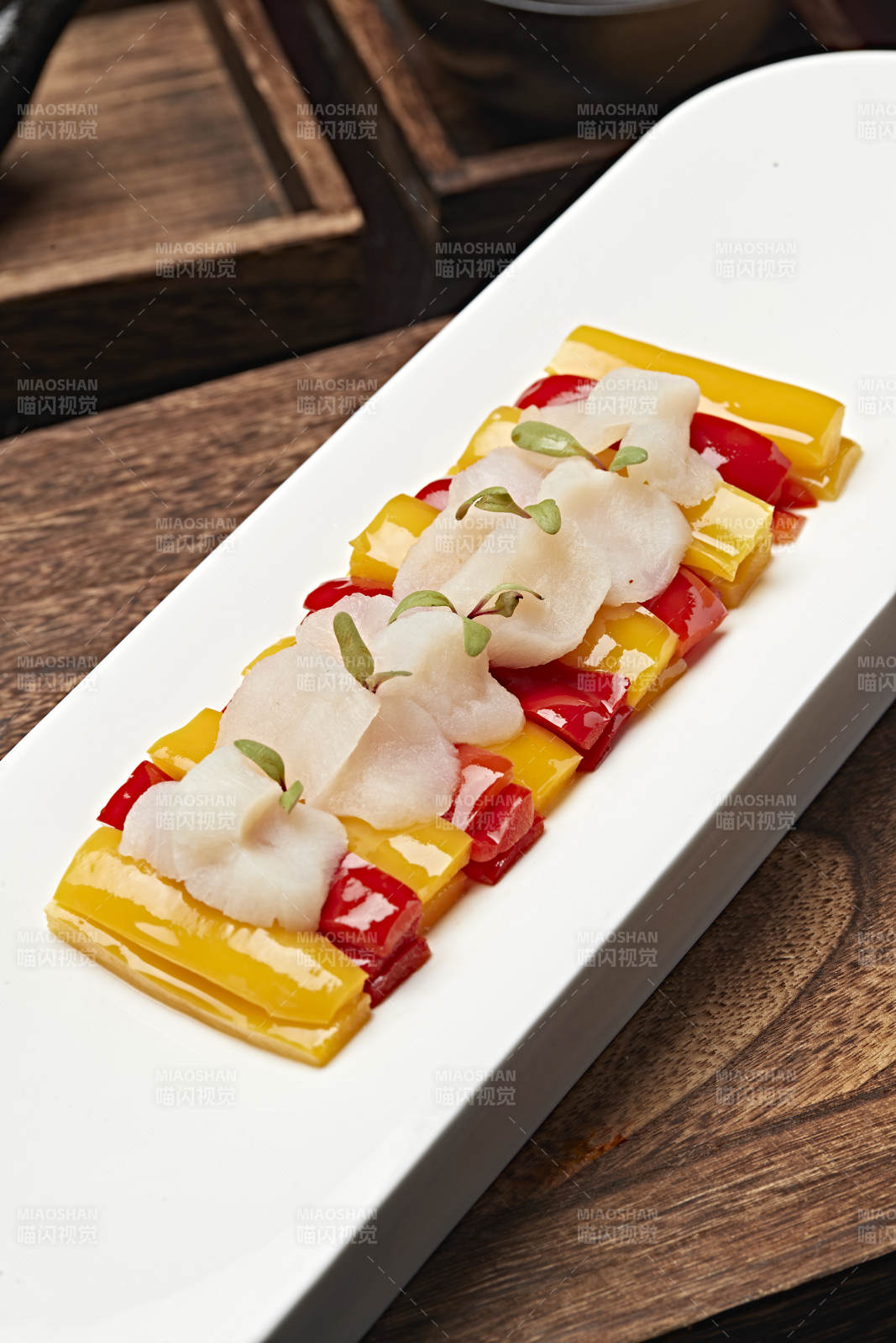 彩椒浇汁澳洲袋子瑶柱图片