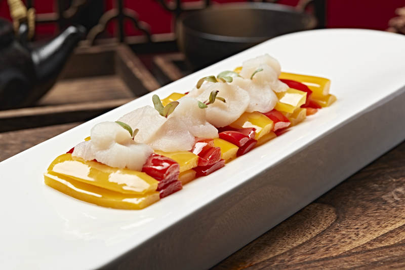 彩椒浇汁澳洲袋子瑶柱图片