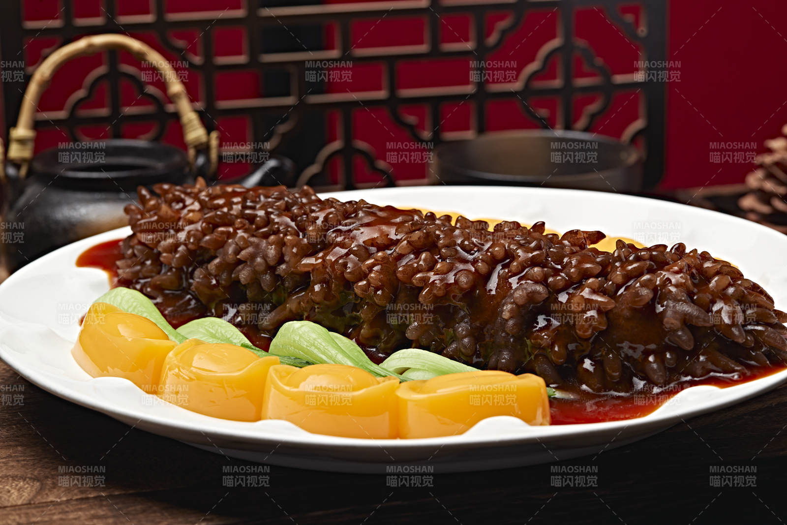 浇汁寿桃梅花参图片