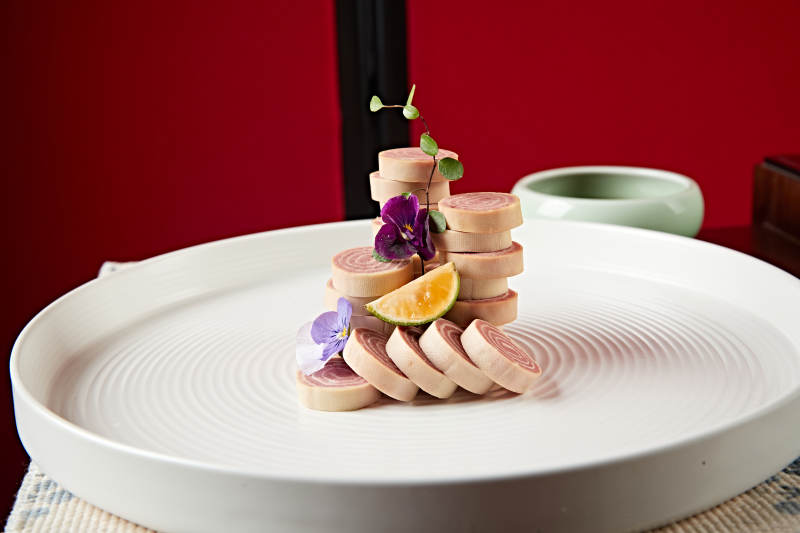 火腿肉糜豆腐卷切片图片