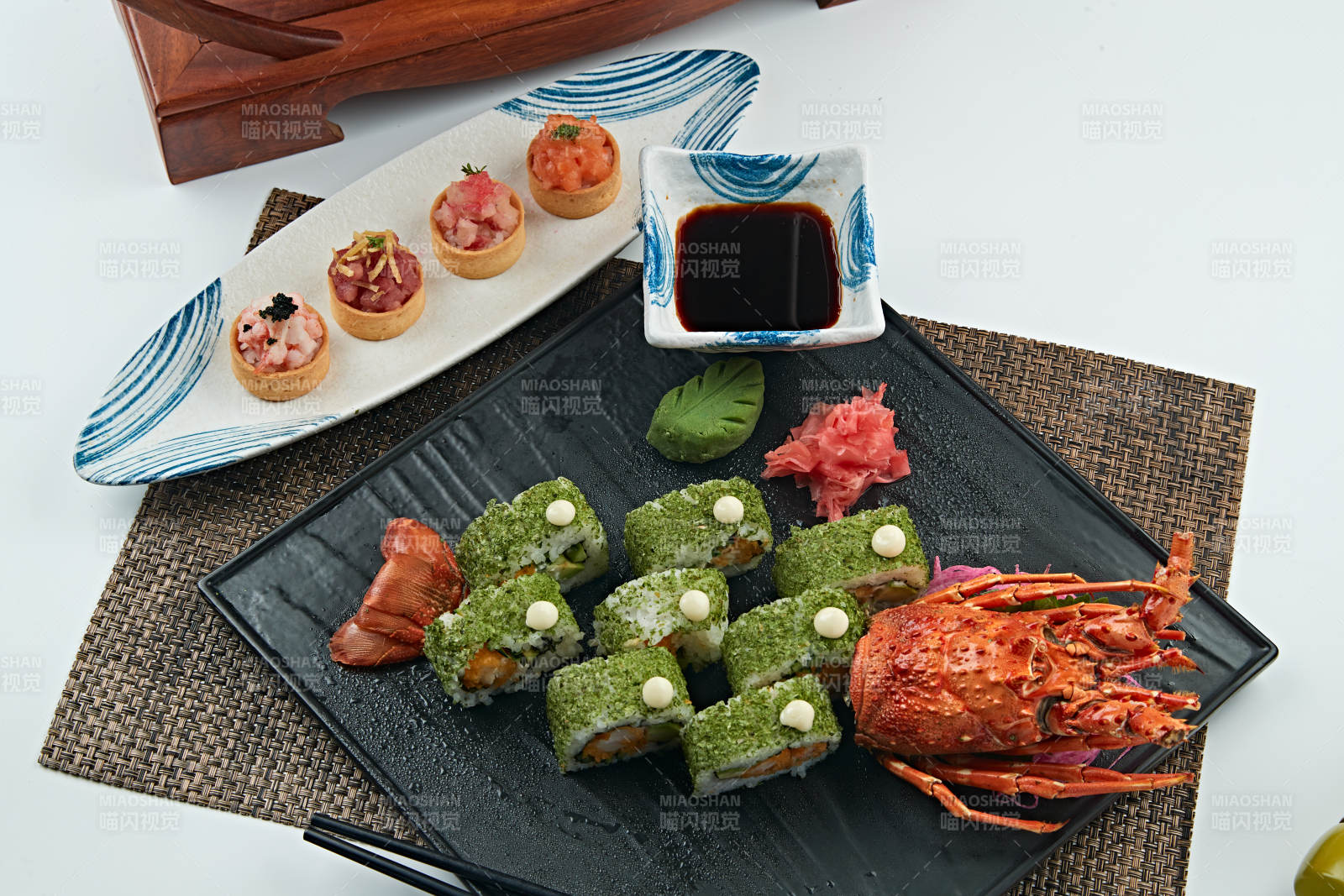 日料抹茶龙虾寿司卷图片