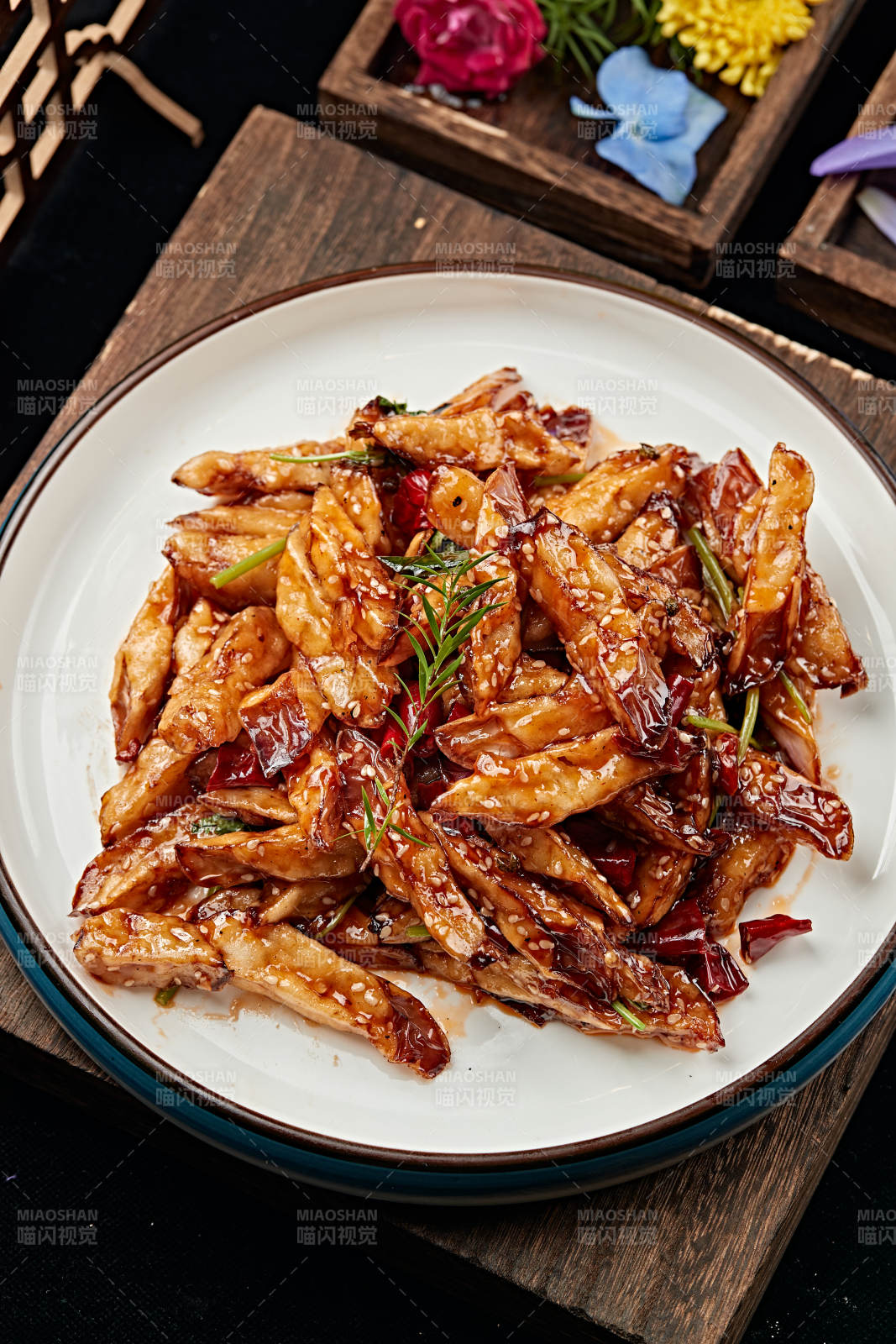 糖醋油炸怪味茄条图片