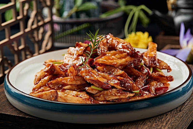 糖醋油炸怪味茄条图片