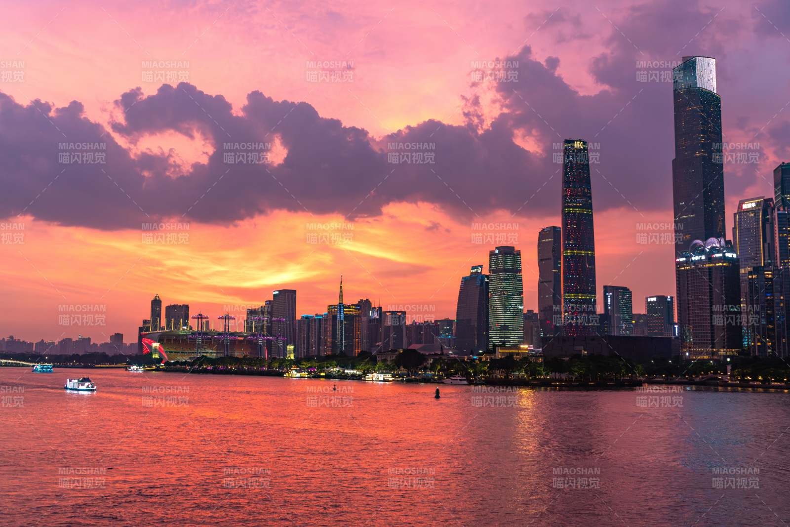 广州珠江新城晚霞图片