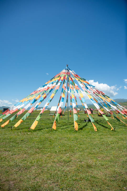 彩旗飘扬的草原。图片