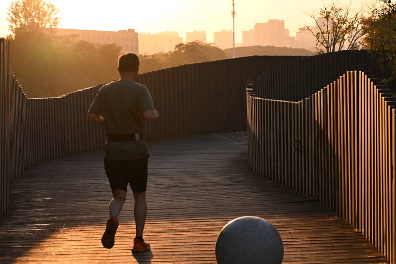 晨跑者背影图片