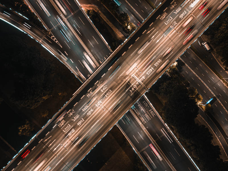 夜色下的友新城市立交桥图片