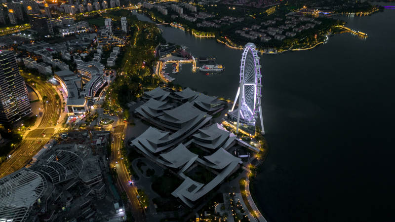 夜幕下的苏州之眼和当代美术馆图片