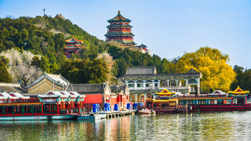 颐和园佛香阁湖光山色图片