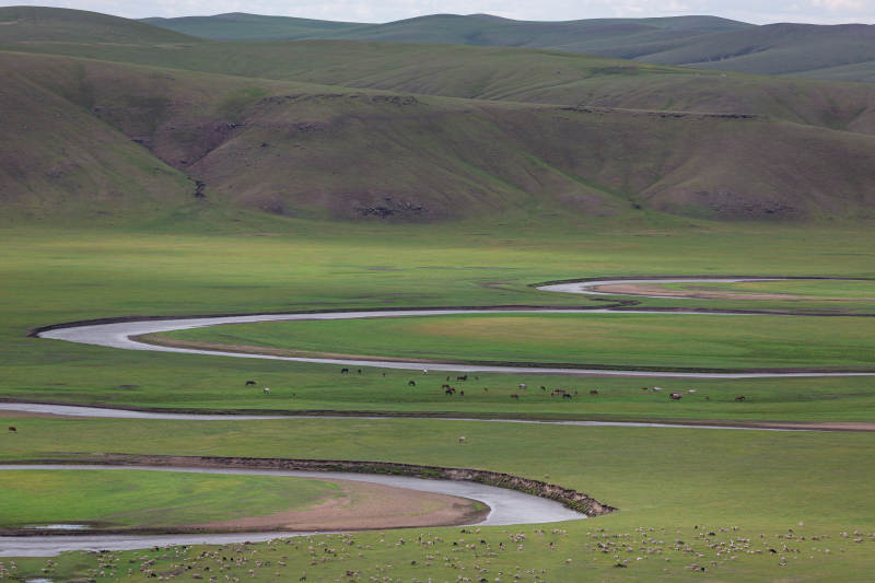 呼伦贝尔草原蜿蜒河图片