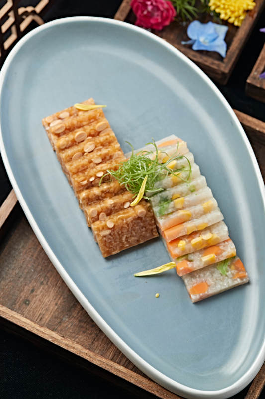 水晶双色玉米蔬菜皮冻图片