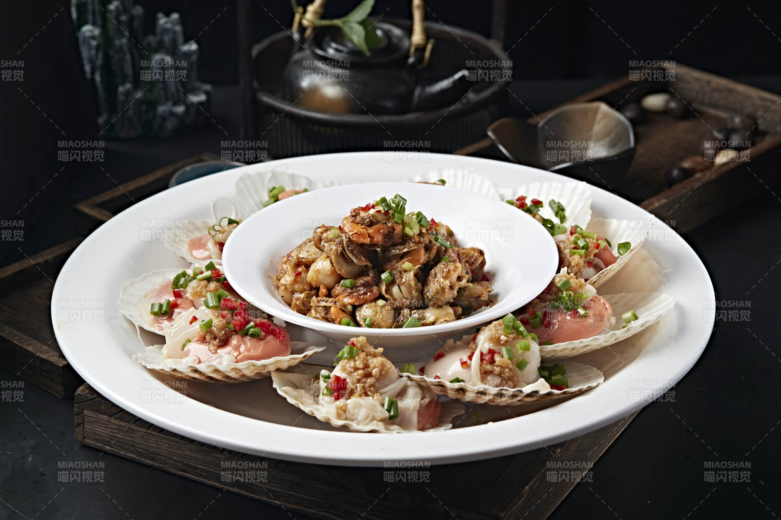 蒜蓉蒸扇贝爆炒贝丁扇贝两吃图片