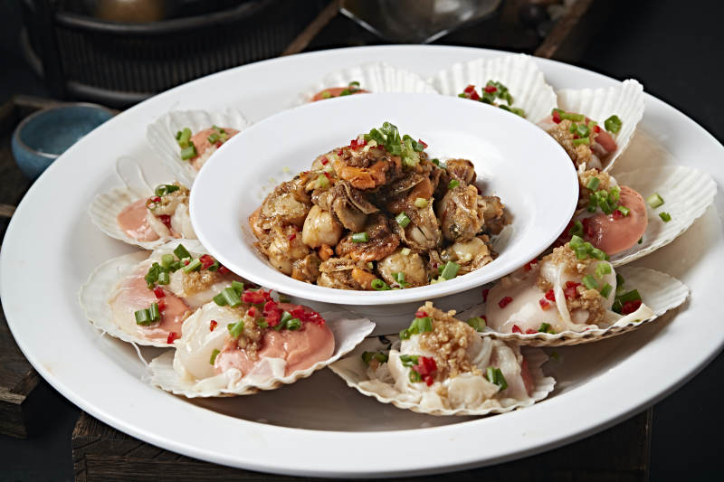 蒜蓉蒸扇贝爆炒贝丁扇贝两吃图片