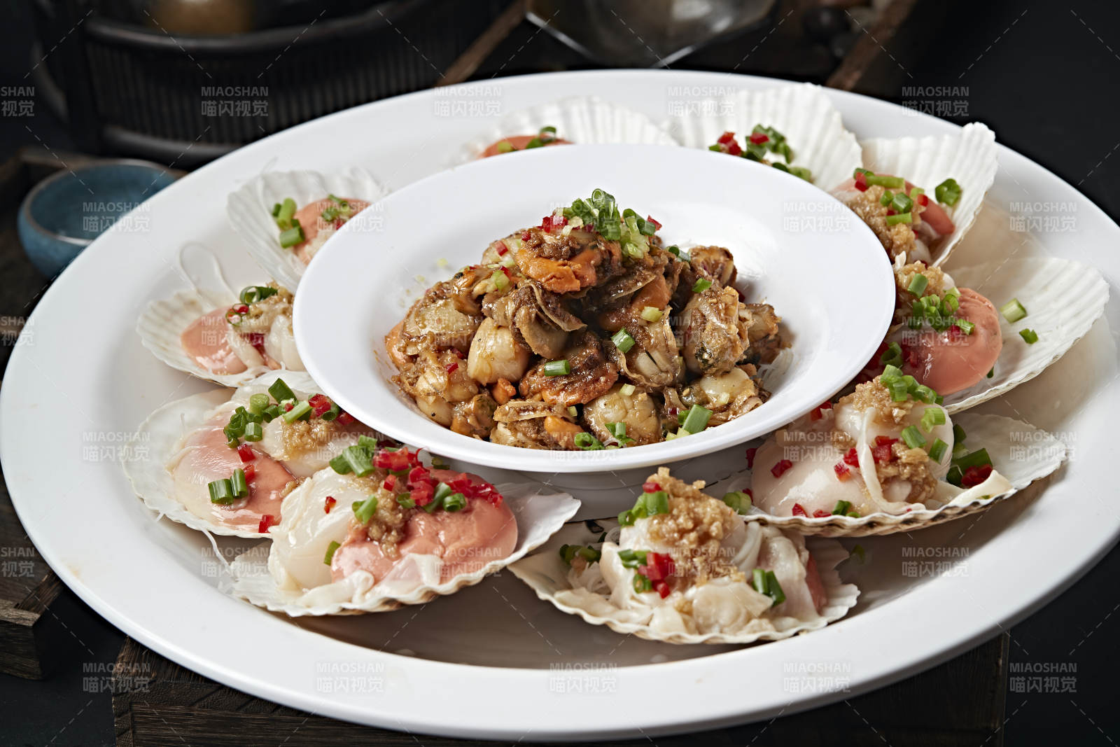 蒜蓉蒸扇贝爆炒贝丁扇贝两吃图片