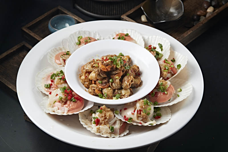 蒜蓉蒸扇贝爆炒贝丁扇贝两吃图片