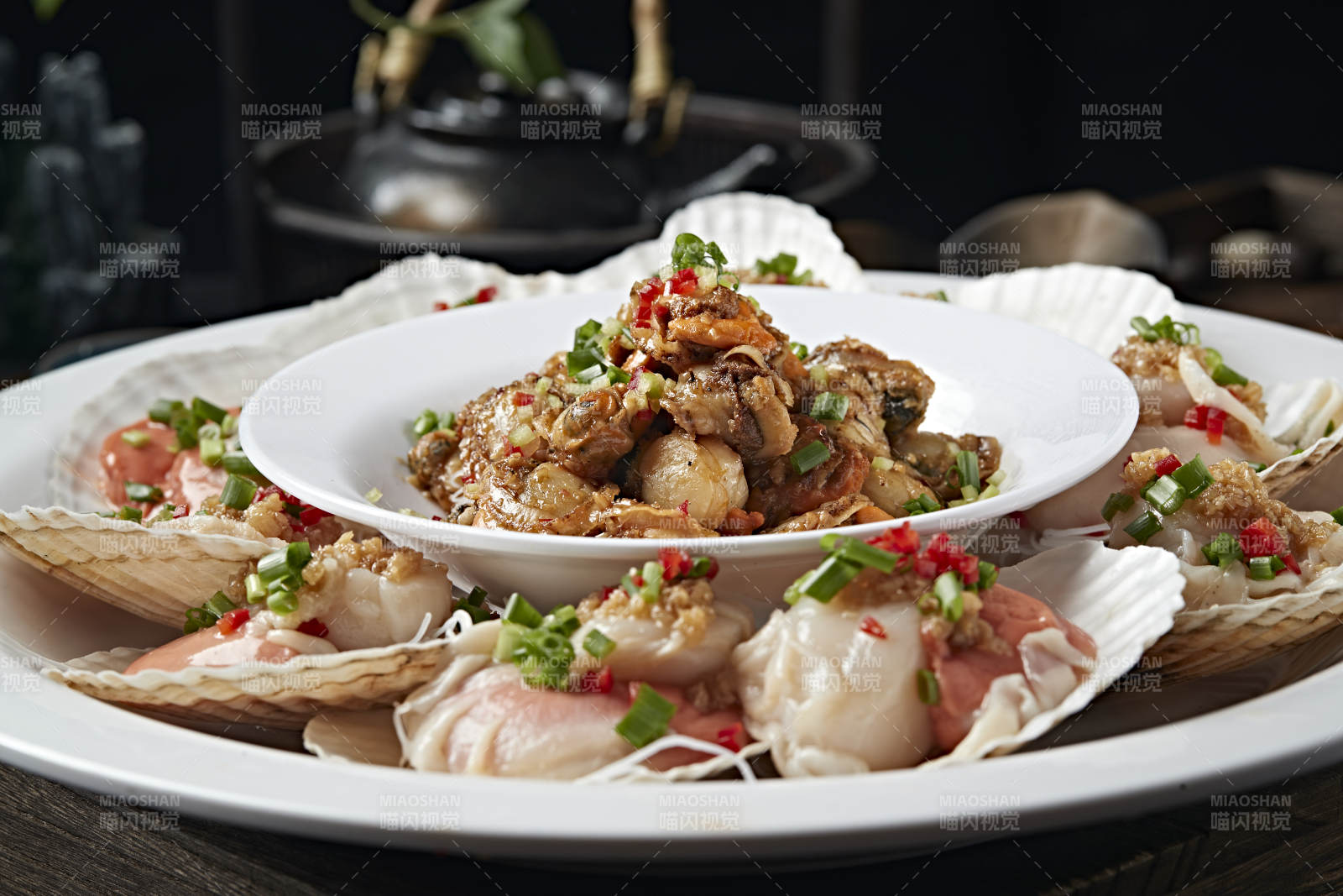 蒜蓉蒸扇贝爆炒贝丁扇贝两吃图片