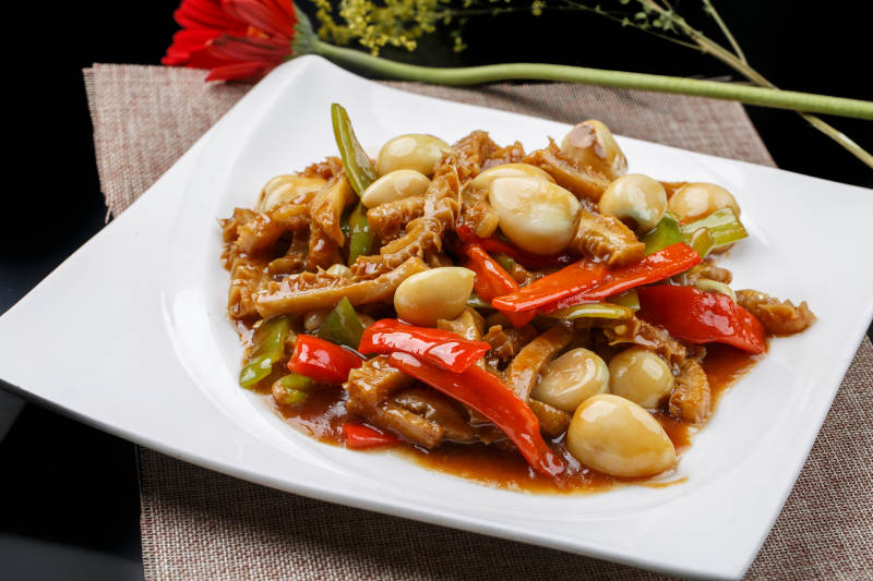 香辣彩椒蒜香金钱肚图片