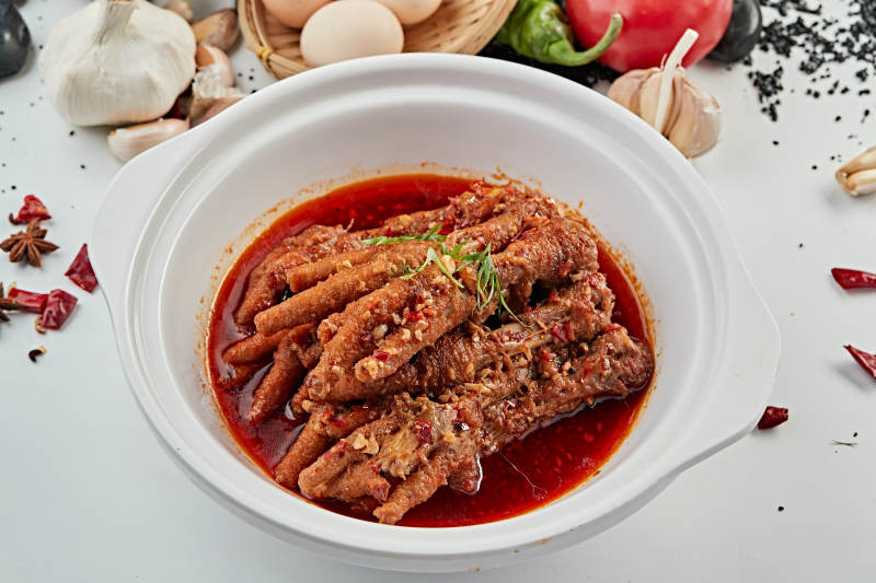 红油卤味虎皮鸡脚图片