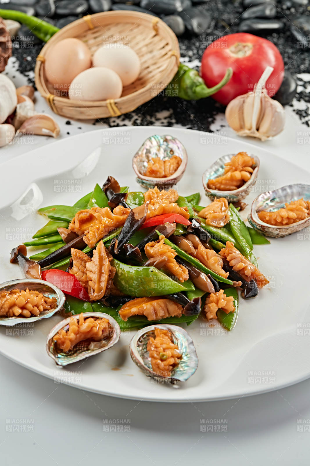 鸡枞荷兰豆小炒鲜鲍鱼图片