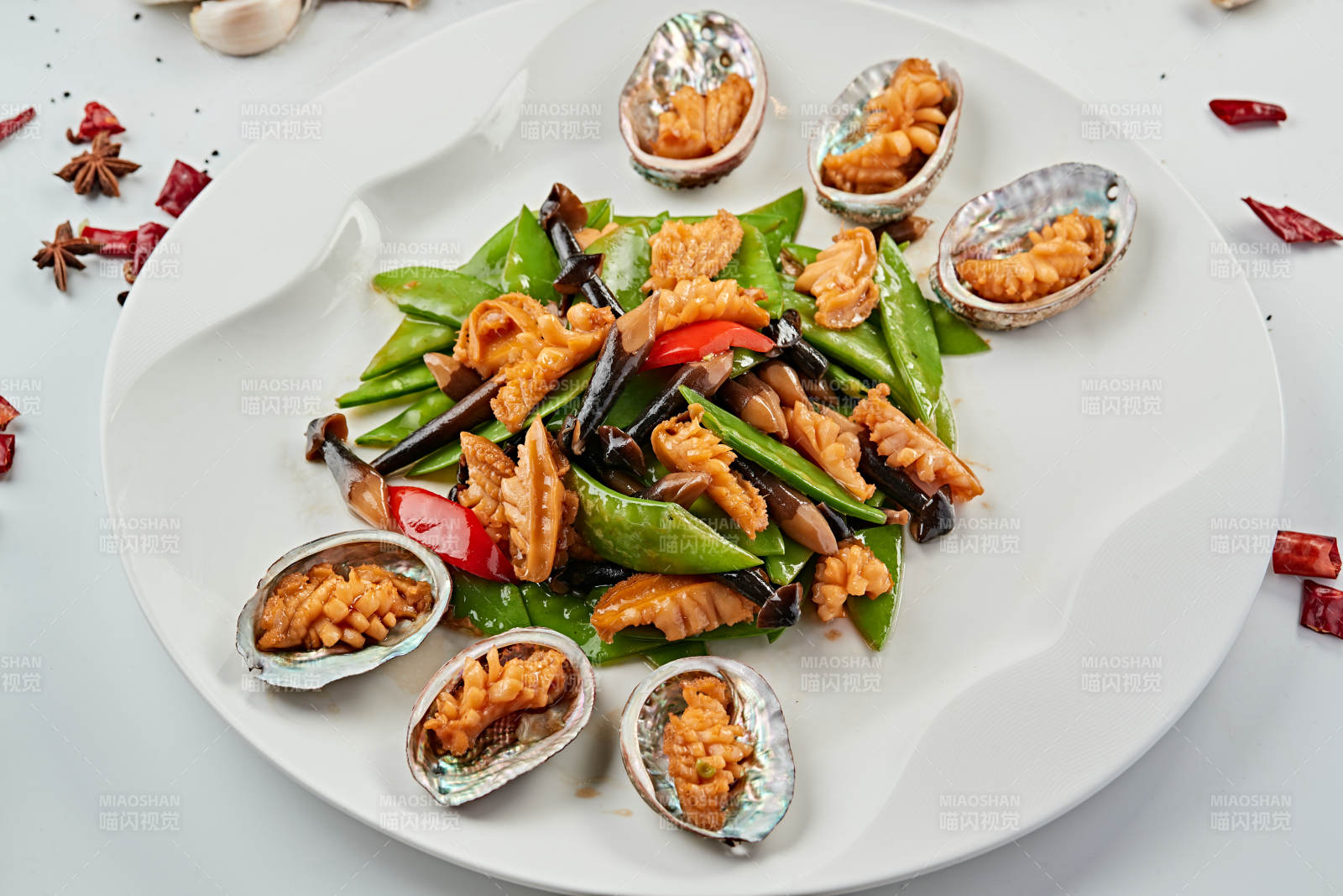 鸡枞荷兰豆小炒鲜鲍鱼图片