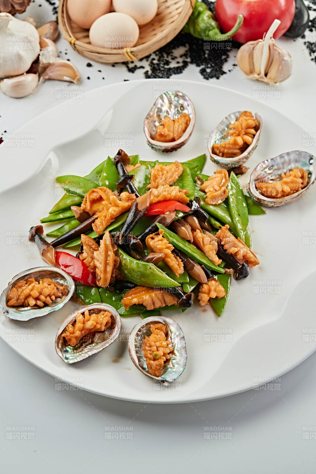 鸡枞荷兰豆小炒鲜鲍鱼图片