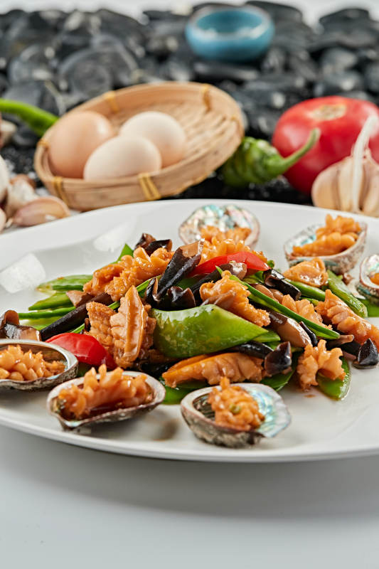 鸡枞荷兰豆小炒鲜鲍鱼图片