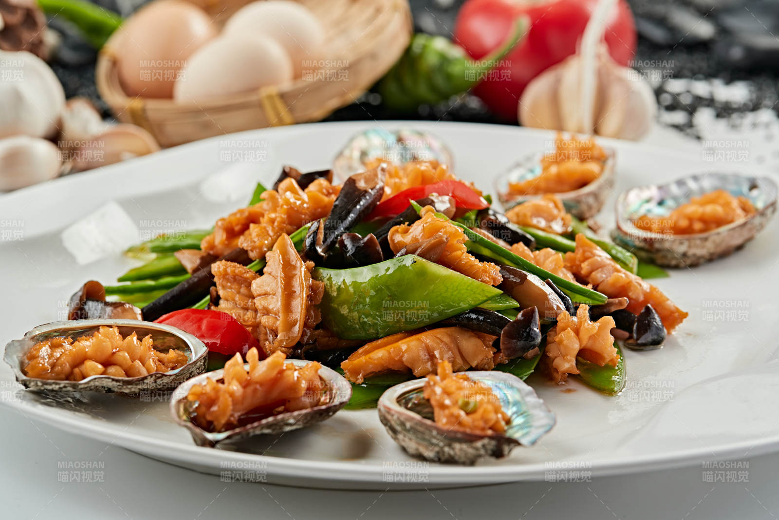 鸡枞荷兰豆小炒鲜鲍鱼图片