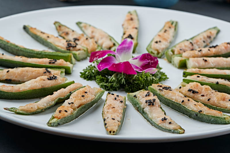 鲜秋葵焗虾泥图片