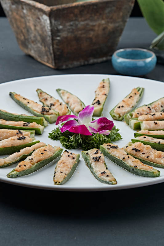 鲜秋葵焗虾泥图片