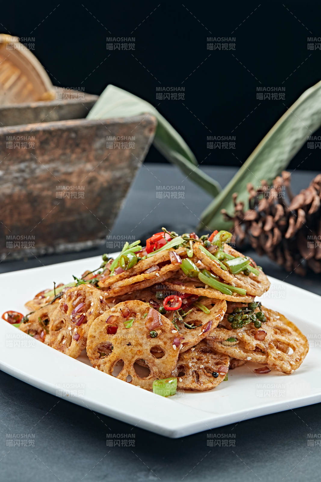 藤椒湘味小炒莲藕片图片