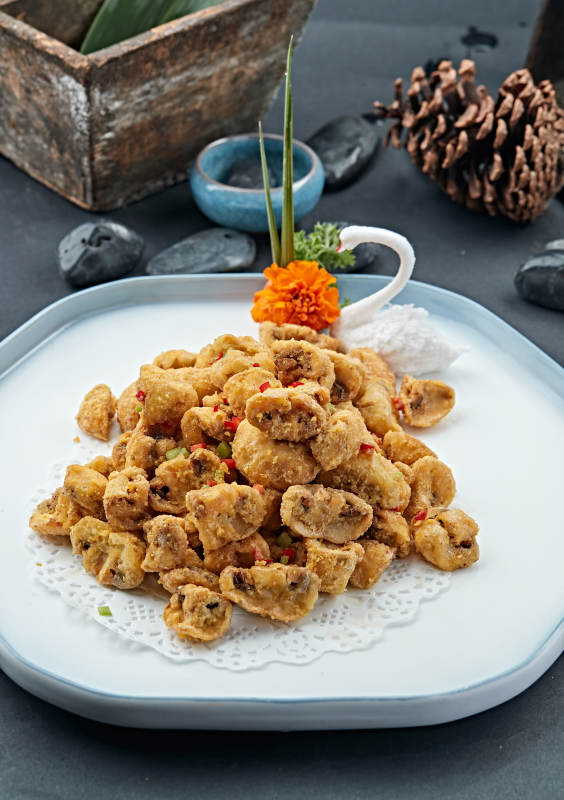 咸蛋黄焗塞外白口蘑图片