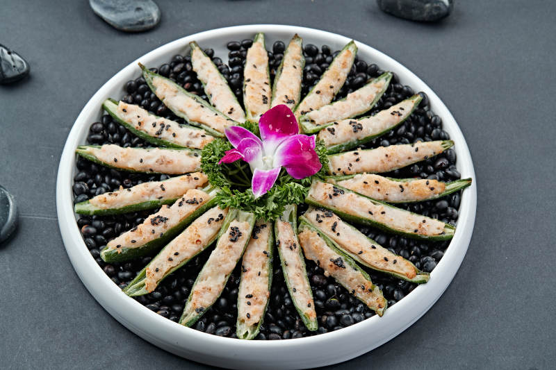 鲜秋葵焗虾泥图片