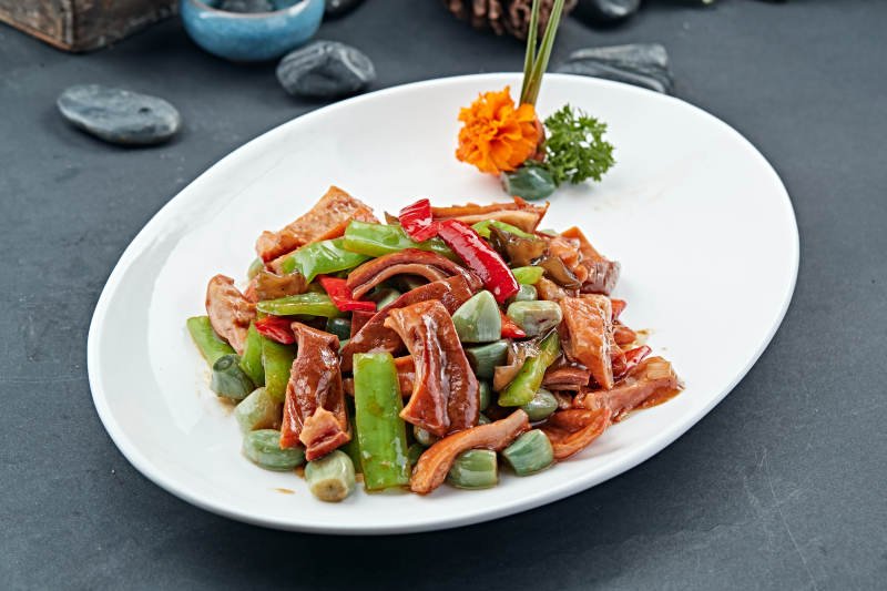 腊八蒜彩椒猪肚条图片