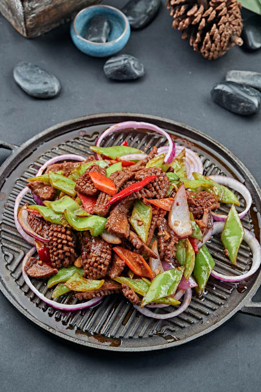 炙子铁板烤腰花图片