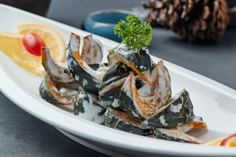 沙拉拌油炸小南瓜图片