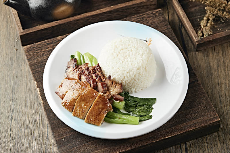 港式茶餐烧鸭叉烧盖浇饭图片