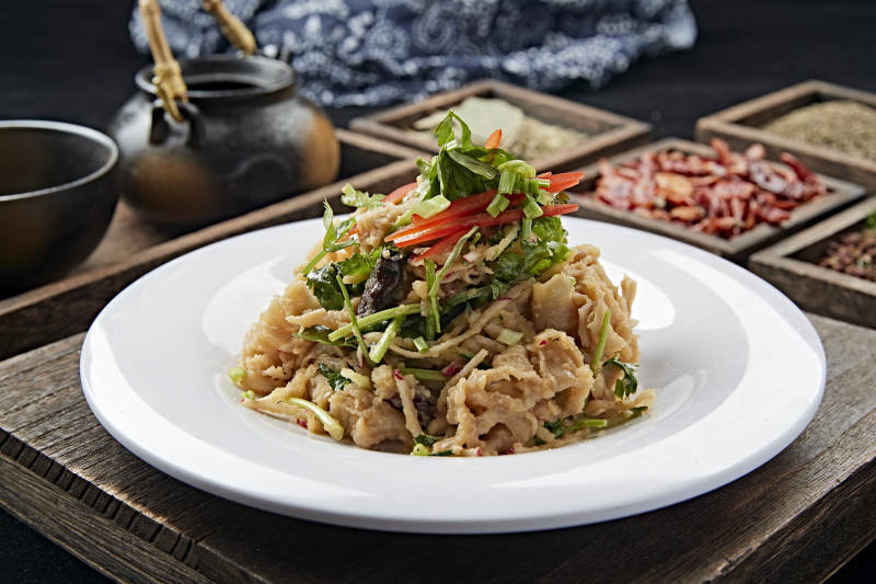 张家口地方美食凉拌莜面图片