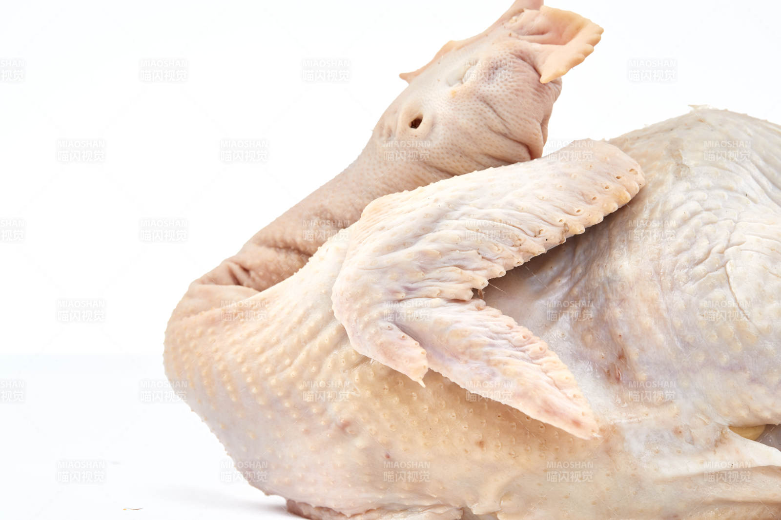 摆放在白色背景上的生鲜鸡肉整鸡图片