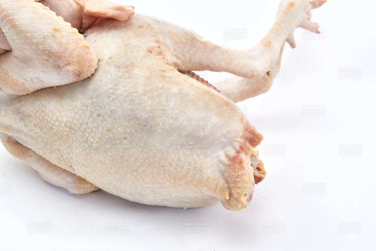 摆放在白色背景上的生鲜鸡肉整鸡图片
