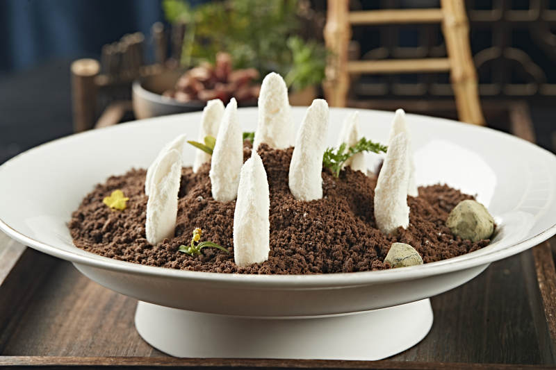 精美盆景巧克力粉糖霜长山药图片