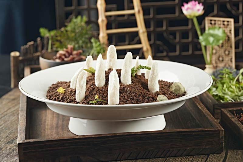 精美盆景巧克力粉糖霜长山药图片