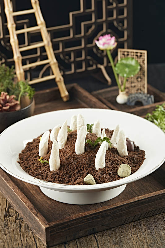 精美盆景巧克力粉糖霜长山药图片